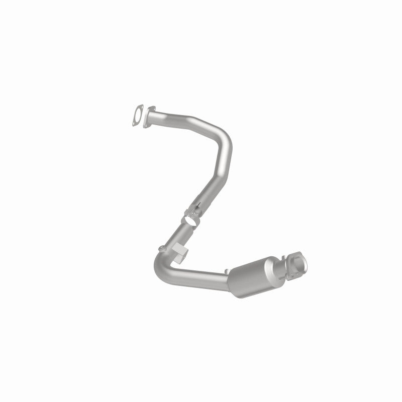 MagnaFlow 5451719 carb direct-fit catalytic converter, opposite rear three-quarter view of the turntable spin