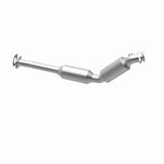 MagnaFlow 551058 carb direct-fit catalytic converter, opposite rear three-quarter view of the turntable spin