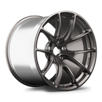 Single forged aluminum wheel with gunmetal finish, split-spoke design, wide barrel, center hub visible - APEX Wheels wheel for 19x12.25 ET18 5x120 - Anthracite
