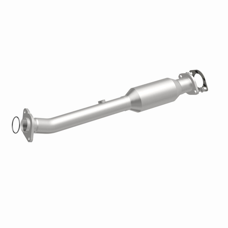 MagnaFlow 21-121 oem grade direct-fit catalytic converter, front three-quarter view of the turntable spin
