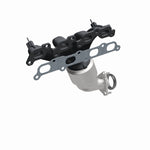 MagnaFlow 4583327 carb manifold converter, front three-quarter view of the turntable spin
