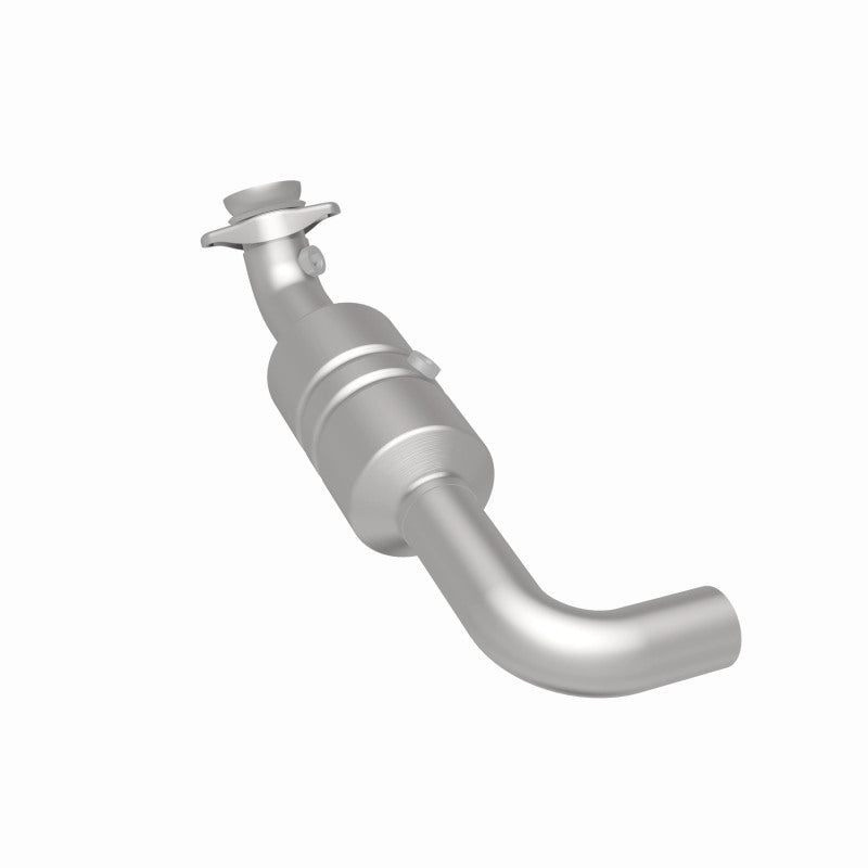 MagnaFlow 5551419 carb direct-fit catalytic converter, rear three-quarter view of the turntable spin