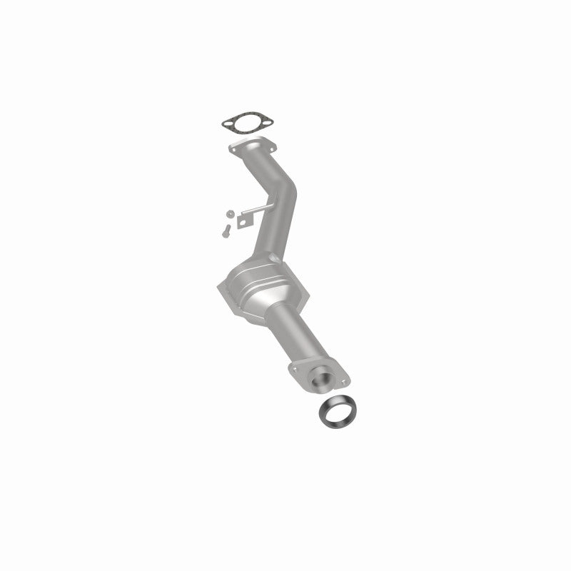 MagnaFlow 5421159 carb direct-fit catalytic converter, rear three-quarter view of the turntable spin