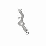 MagnaFlow 5421159 carb direct-fit catalytic converter, rear three-quarter view of the turntable spin
