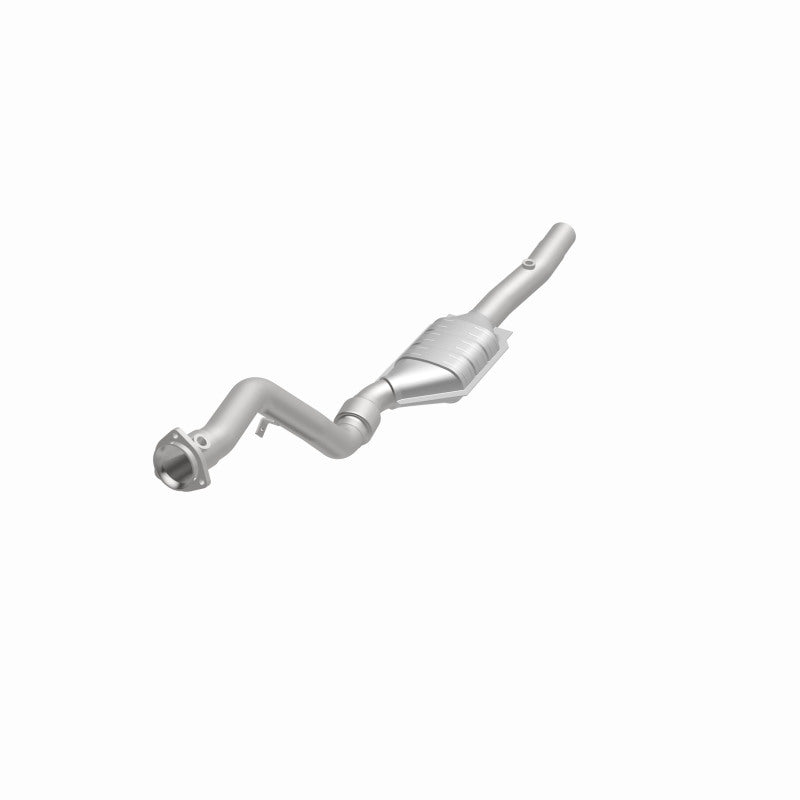 MagnaFlow 4481890 carb direct-fit catalytic converter, opposite front three-quarter view of the turntable spin