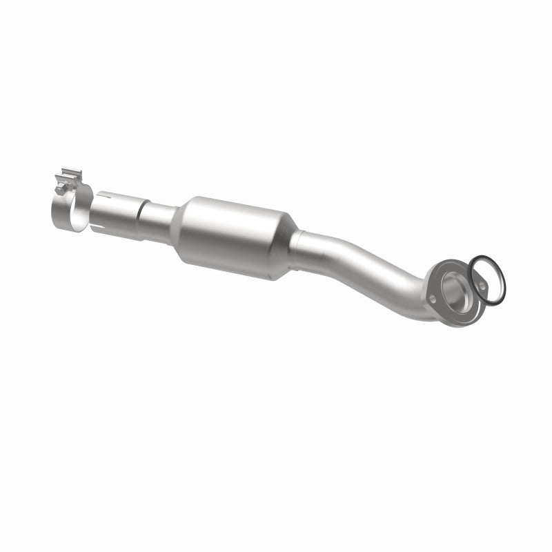 MagnaFlow 5571544 carb direct-fit catalytic converter, opposite rear three-quarter view of the turntable spin