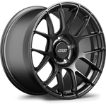 Black forged aluminum wheel with multi-spoke Y-pattern design isolated on white background - APEX Wheels wheel for 18x9 ET30 5x120 - Satin Black