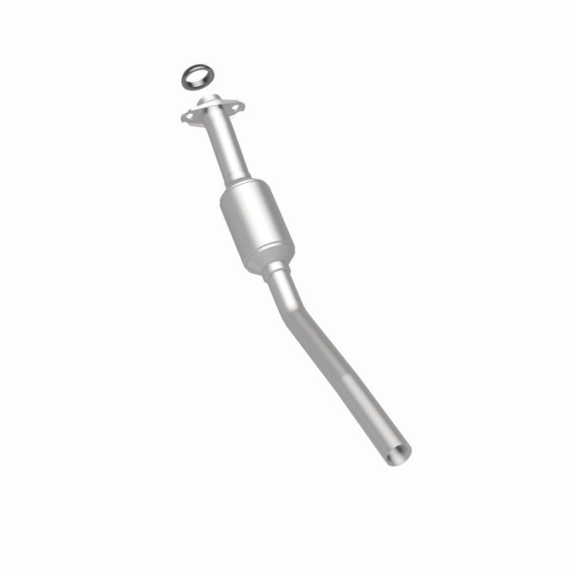 MagnaFlow 3391275 carb direct-fit catalytic converter, rear three-quarter view of the turntable spin