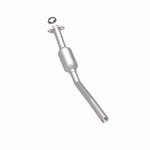 MagnaFlow 3391275 carb direct-fit catalytic converter, rear three-quarter view of the turntable spin