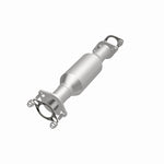 MagnaFlow 4551043 carb direct-fit catalytic converter, opposite front three-quarter view of the turntable spin
