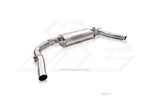 A front view of Fi EXHAUST Valvetronic Cat-Back System for Mercedes-Benz C118 / X118 AMG CLA35 2019+ muffler with white background