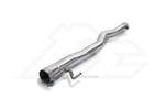 A front view of Fi EXHAUST Valvetronic Cat-Back System for Mercedes-Benz C118 / X118 AMG CLA35 2019+ downpipe with white background