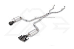 A top view of FI Exhaust Valvetronic Cat-Back System For Mercedes-Benz C218 / X218 CLS550 2011-2018 with white background