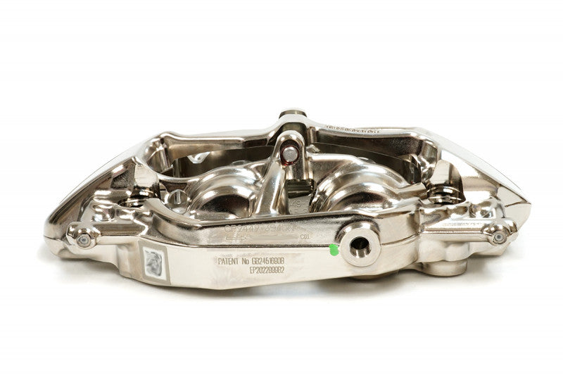 A side view of the CP9450 of the AP Racing by Essex Radi-CAL ENP Competition Brake Kit (Rear CP9450/365mm)- Gen.6 Camaro, Cadillac ATS-V & CTS-V (V3) with white background