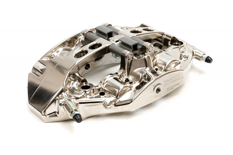 A side view of CP9668 of the AP Racing by Essex Radi-CAL ENP Competition Brake Kit (Front CP9668/372mm) - C7 Corvette with a white background