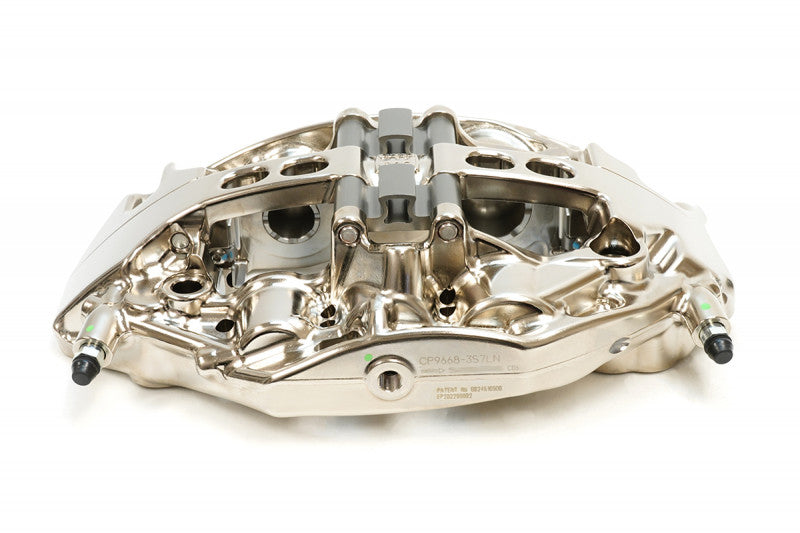 A top view of CP9668 of the AP Racing by Essex Radi-CAL ENP Competition Brake Kit (Front CP9668/372mm) - C7 Corvette with a white background