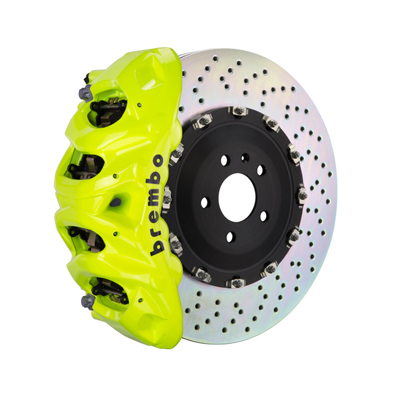 G63 AMG Brembo GT 8-piston front kit, fluorescent yellow caliper, 412mm drilled 2-piece disc