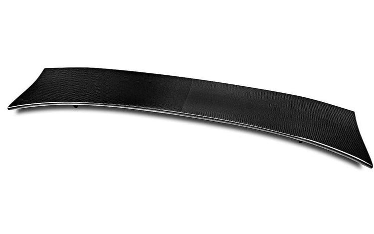 A top view of TECHART Roof Spoiler Matte Carbon Fiber Porsche 991.2 GT3 / RS with white background 