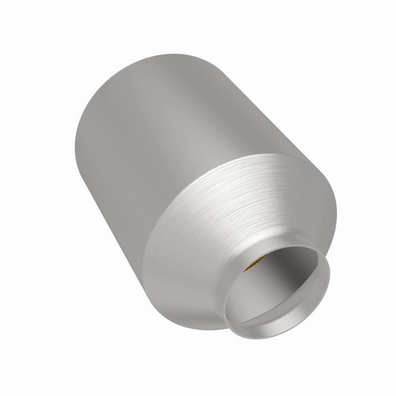 MagnaFlow 5551209 universal catalytic converter, rear three-quarter view of the turntable spin