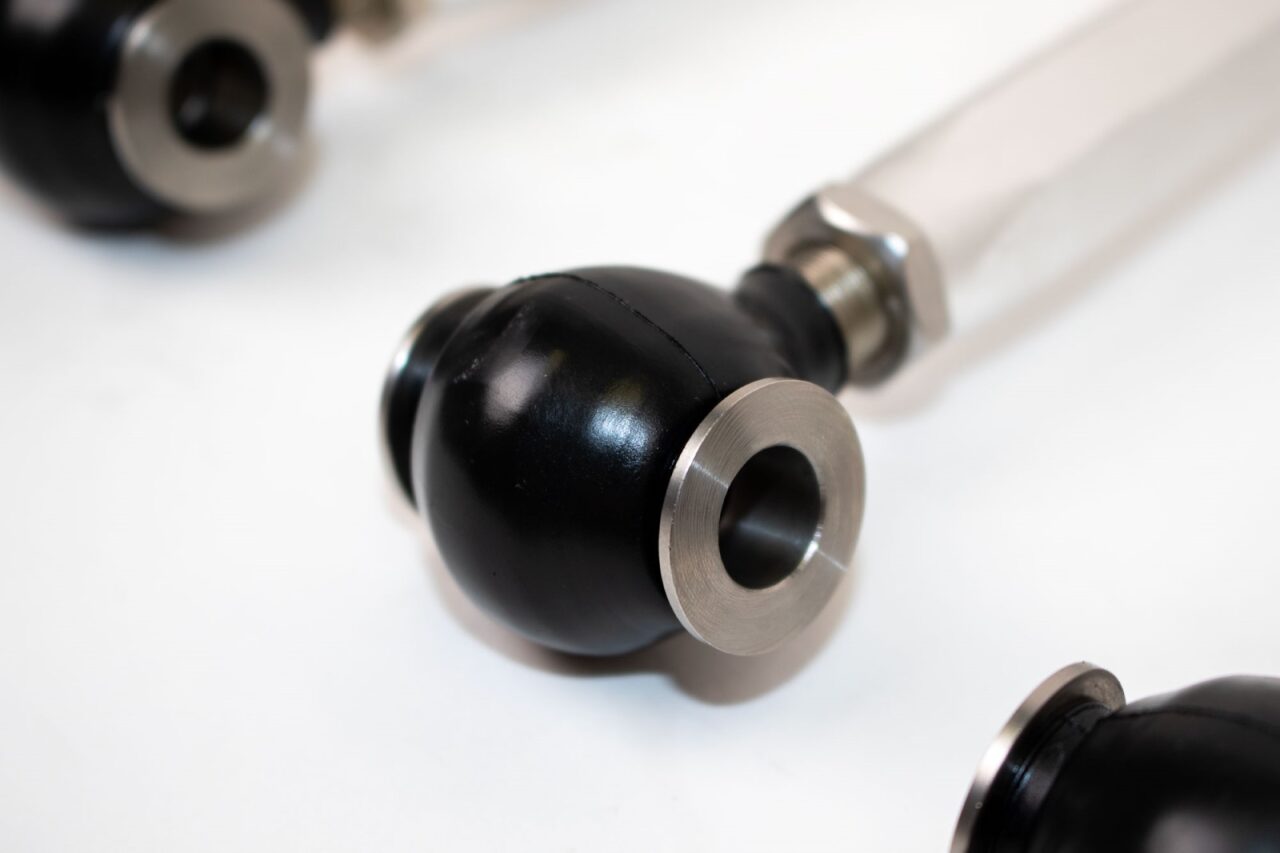 Heim joint end close up - 4-Link Rear Suspension Upgrade for the 1990-2002 SL 320 / SL 500 / SL 600