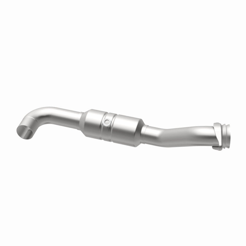 MagnaFlow 5551428 carb direct-fit catalytic converter, opposite rear three-quarter view of the turntable spin