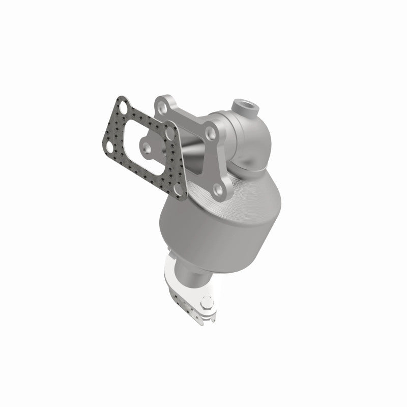 MagnaFlow 5582220 carb manifold converter, front three-quarter view of the turntable spin