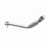 MagnaFlow 5461195 carb direct-fit catalytic converter, opposite rear three-quarter view of the turntable spin