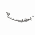 MagnaFlow 21-608 oem grade direct-fit catalytic converter, opposite rear three-quarter view of the turntable spin