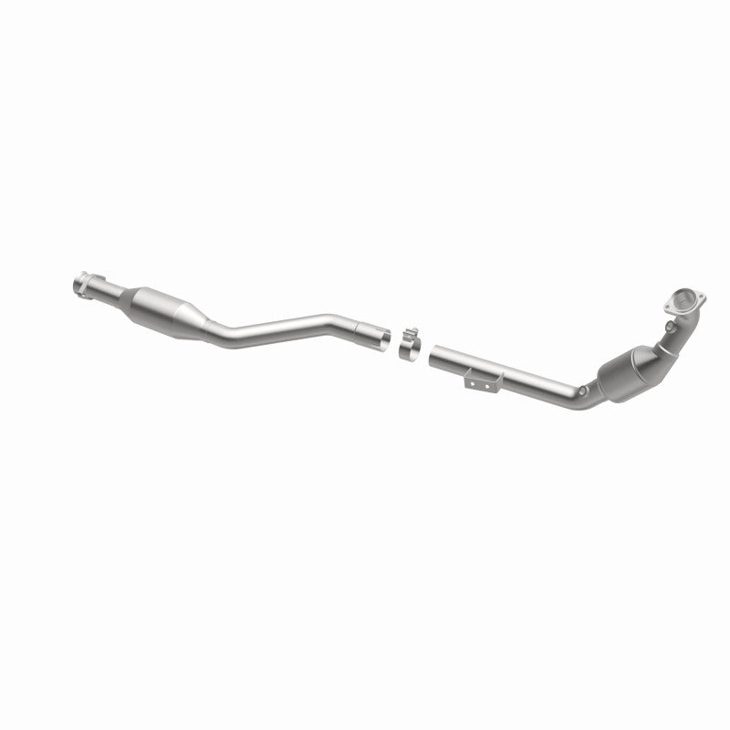 MagnaFlow 5411519 carb direct-fit catalytic converter, opposite front three-quarter view of the turntable spin