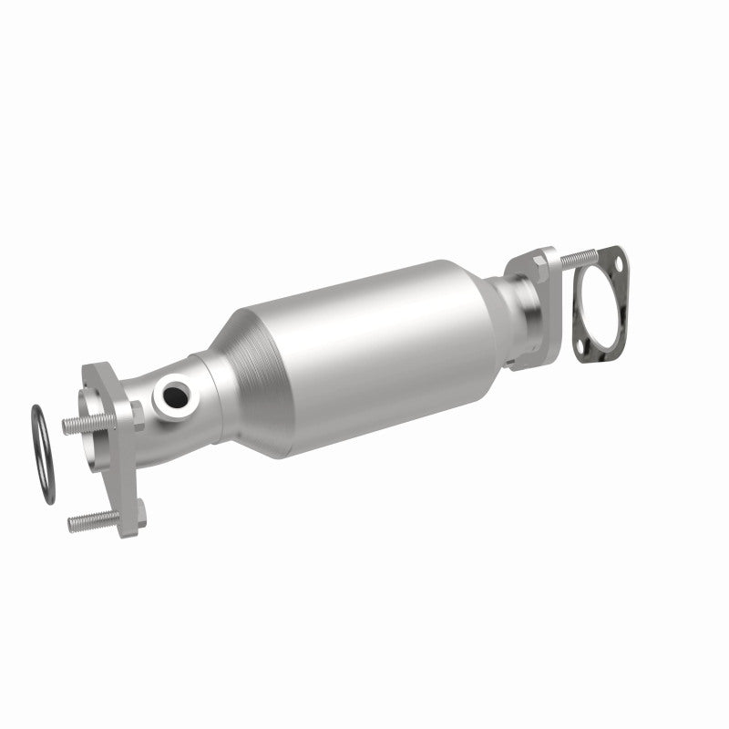 MagnaFlow 5481668 carb direct-fit catalytic converter, front three-quarter view of the turntable spin
