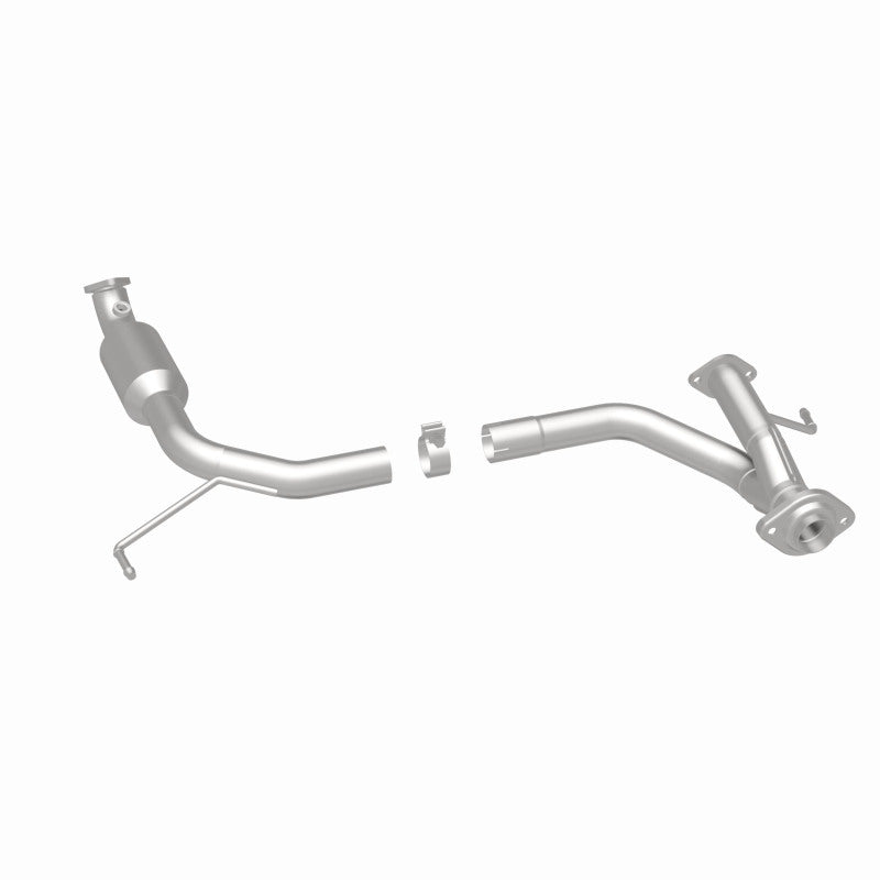MagnaFlow 5592701 carb direct-fit catalytic converter, rear three-quarter view of the turntable spin