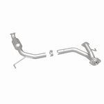 MagnaFlow 5592701 carb direct-fit catalytic converter, rear three-quarter view of the turntable spin