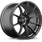 Dark gunmetal alloy wheel with multi-spoke design showing front face and barrel profile on white background - APEX Wheels wheel for 19x11 ET9 5x120 - Satin Black