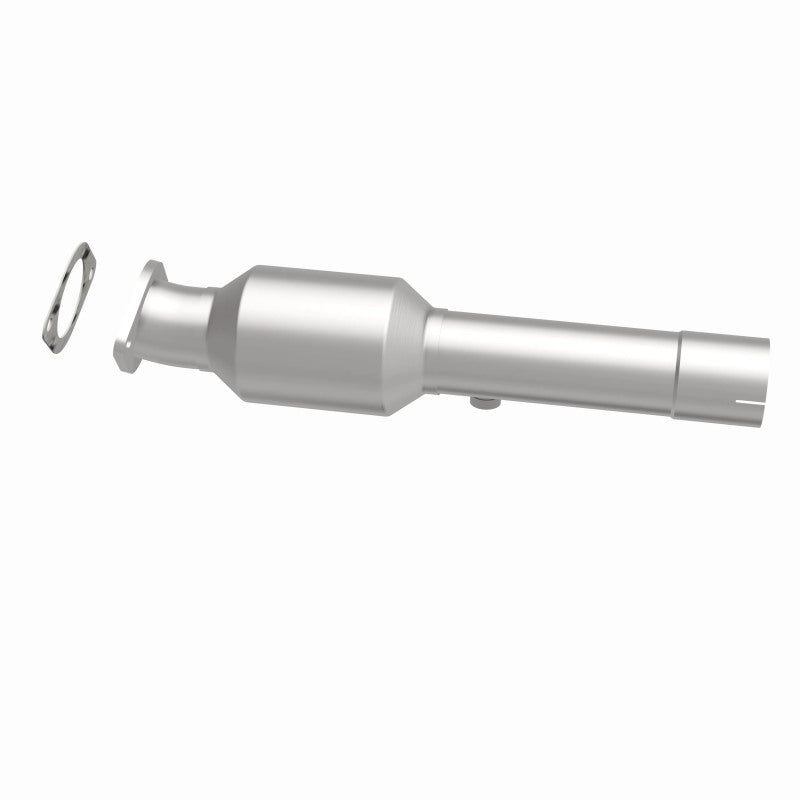 MagnaFlow 21-989 oem grade direct-fit catalytic converter, side view of the turntable spin