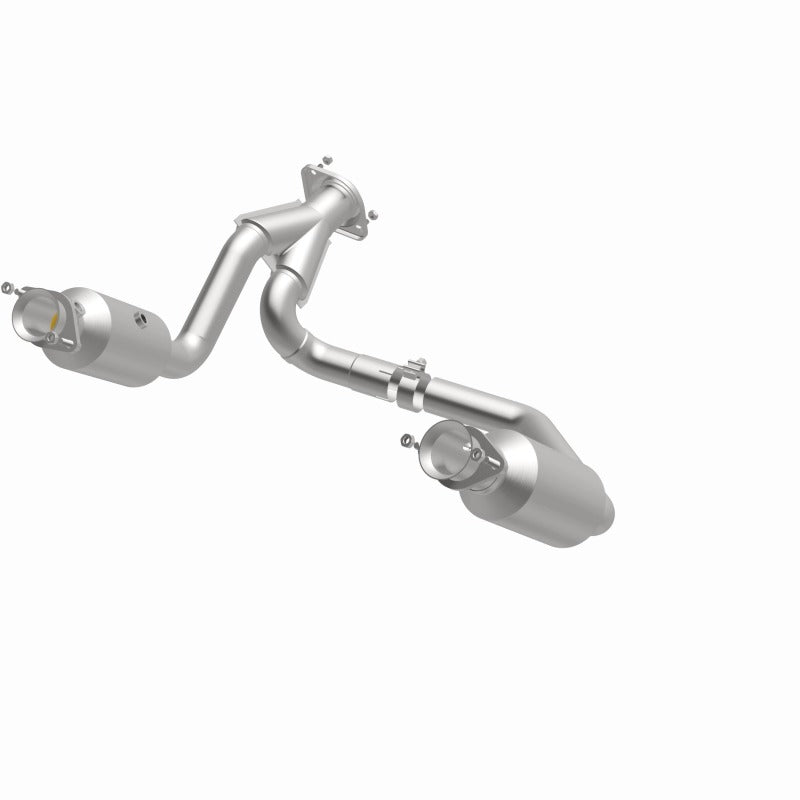 MagnaFlow 280307 oem grade direct-fit catalytic converter, opposite front three-quarter view of the turntable spin