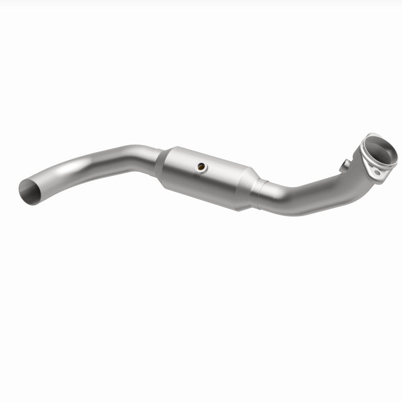 MagnaFlow 4651409 carb direct-fit catalytic converter, opposite front three-quarter view of the turntable spin
