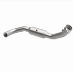 MagnaFlow 4651409 carb direct-fit catalytic converter, opposite front three-quarter view of the turntable spin