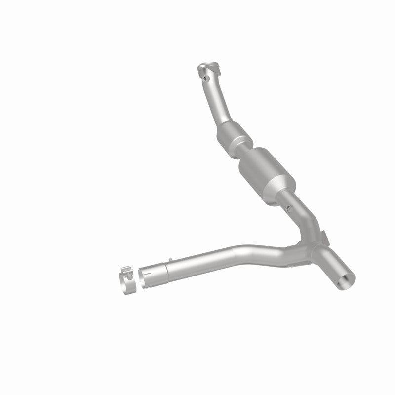 MagnaFlow 280008 oem grade direct-fit catalytic converter, rear three-quarter view of the turntable spin