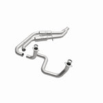 MagnaFlow 3322479 carb direct-fit catalytic converter, opposite front three-quarter view of the turntable spin