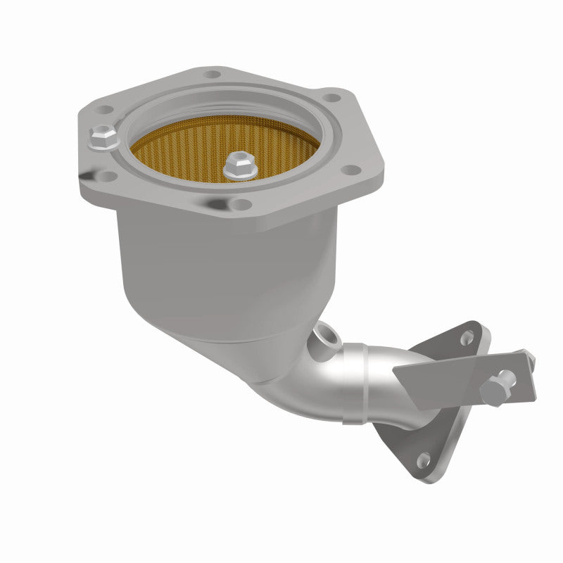 MagnaFlow 5582842 carb direct-fit catalytic converter, front three-quarter view of the turntable spin