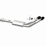 MagnaFlow 19835 speq series cat-back exhaust, opposite rear three-quarter view of the turntable spin