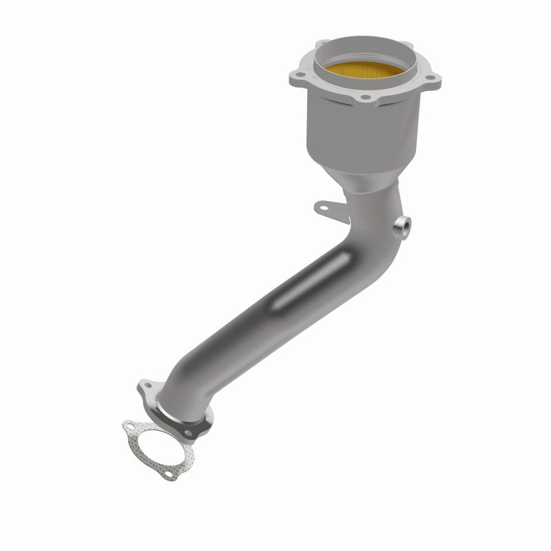 MagnaFlow 5582589 carb direct-fit catalytic converter, opposite front three-quarter view of the turntable spin