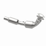 MagnaFlow 5411939 carb direct-fit catalytic converter, opposite rear three-quarter view of the turntable spin