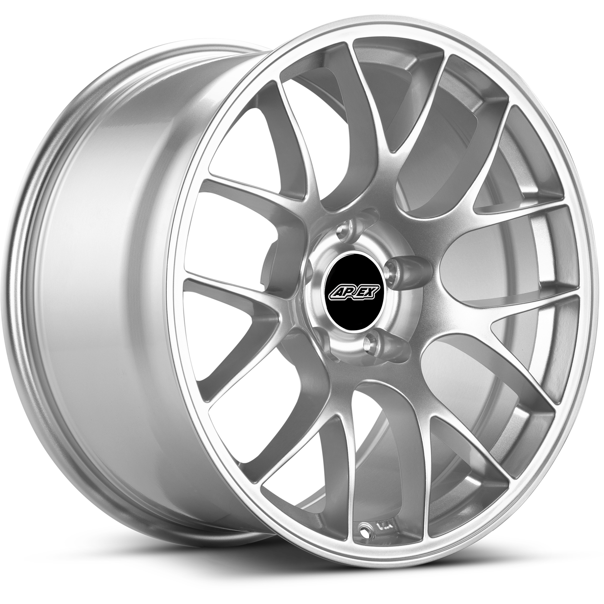 Silver alloy wheel with multi-spoke design and polished lip on clean white background - APEX Wheels wheel for 18x10.5 ET40 5x120 - Race Silver