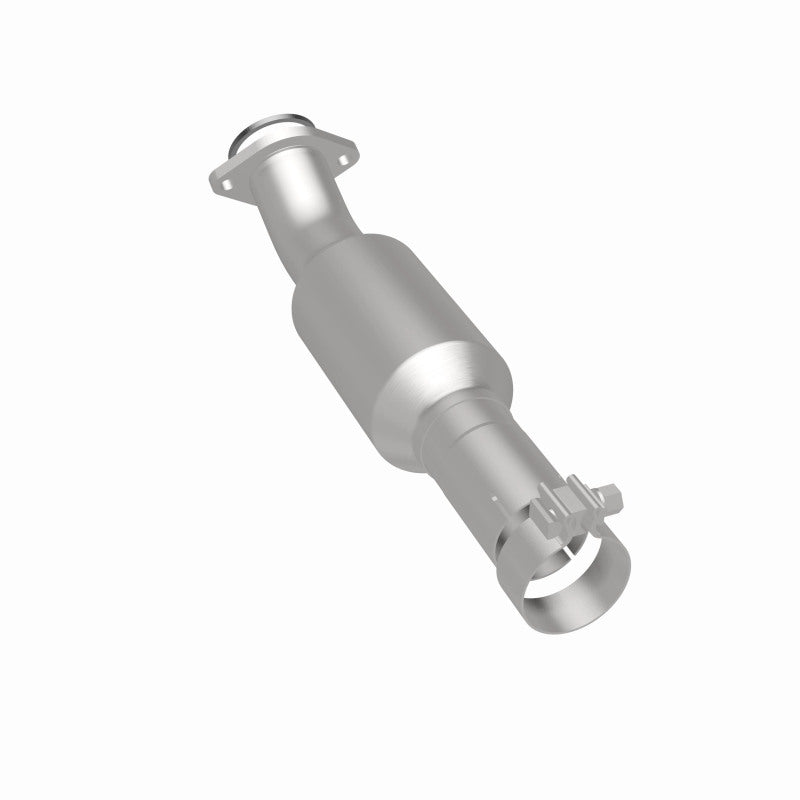 MagnaFlow 5571156 carb direct-fit catalytic converter, rear three-quarter view of the turntable spin