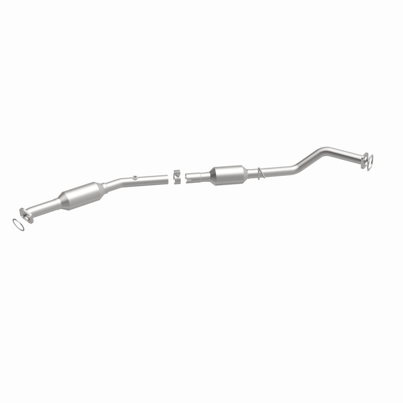 MagnaFlow 21-286 oem grade direct-fit catalytic converter, front three-quarter view of the turntable spin