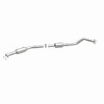 MagnaFlow 21-286 oem grade direct-fit catalytic converter, front three-quarter view of the turntable spin