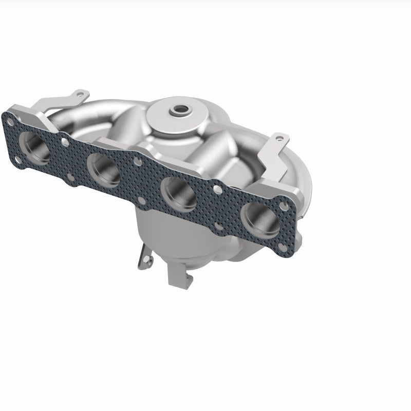 MagnaFlow 5531775 carb manifold converter, opposite front three-quarter view of the turntable spin