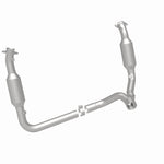 MagnaFlow 5451711 carb direct-fit catalytic converter, rear three-quarter view of the turntable spin