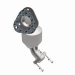 MagnaFlow 5582942 carb direct-fit catalytic converter, opposite front three-quarter view of the turntable spin
